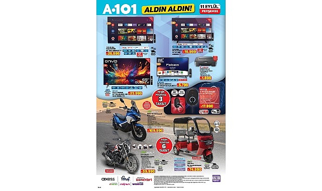 11 Eylül’de A101’den Motosiklet ve Şarj İstasyonu Fırsatları