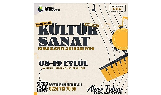 İnegöl Belediyesi’nin Kültür Sanat Kurslarında Kayıtlar Başladı