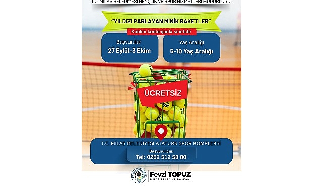 Milas Belediyesi’nden Minik Sporcular İçin Tenis Kursu